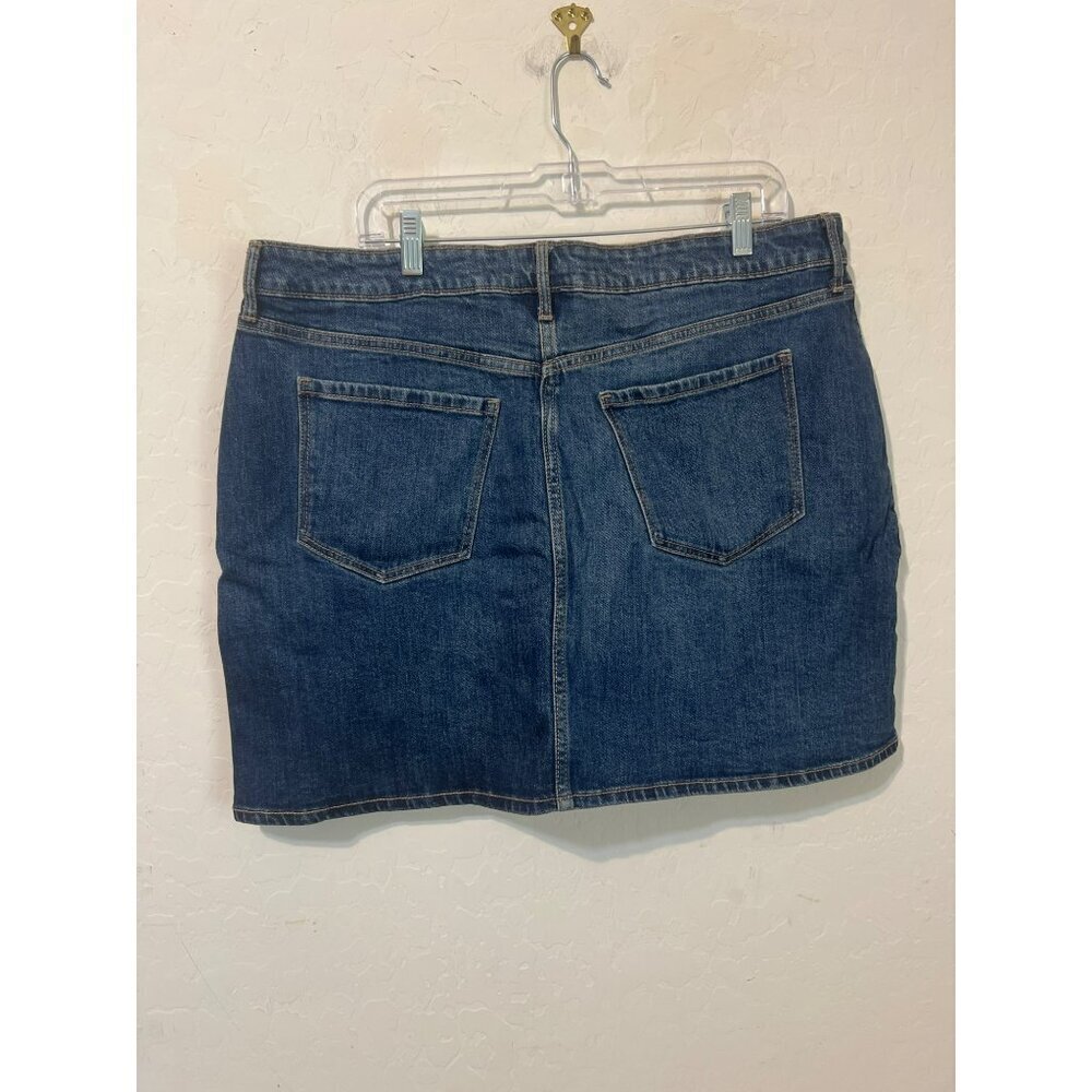 Old Navy High Rise Secret Slim Pockets Sz 16 Button Down Jean Mini Skirt Medium - Picture 3 of 6